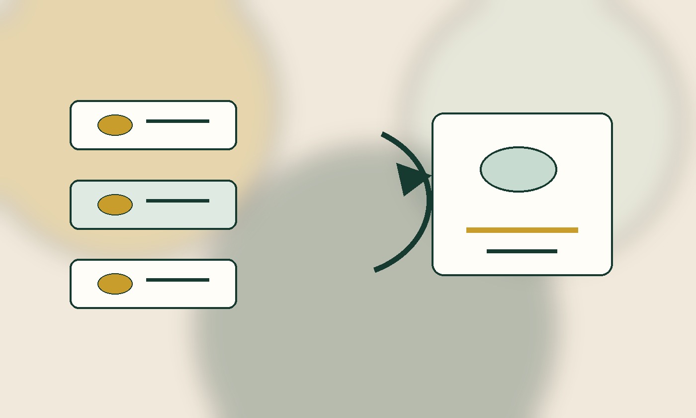 Editorial illustration of past client folders moving toward a renewed conversation